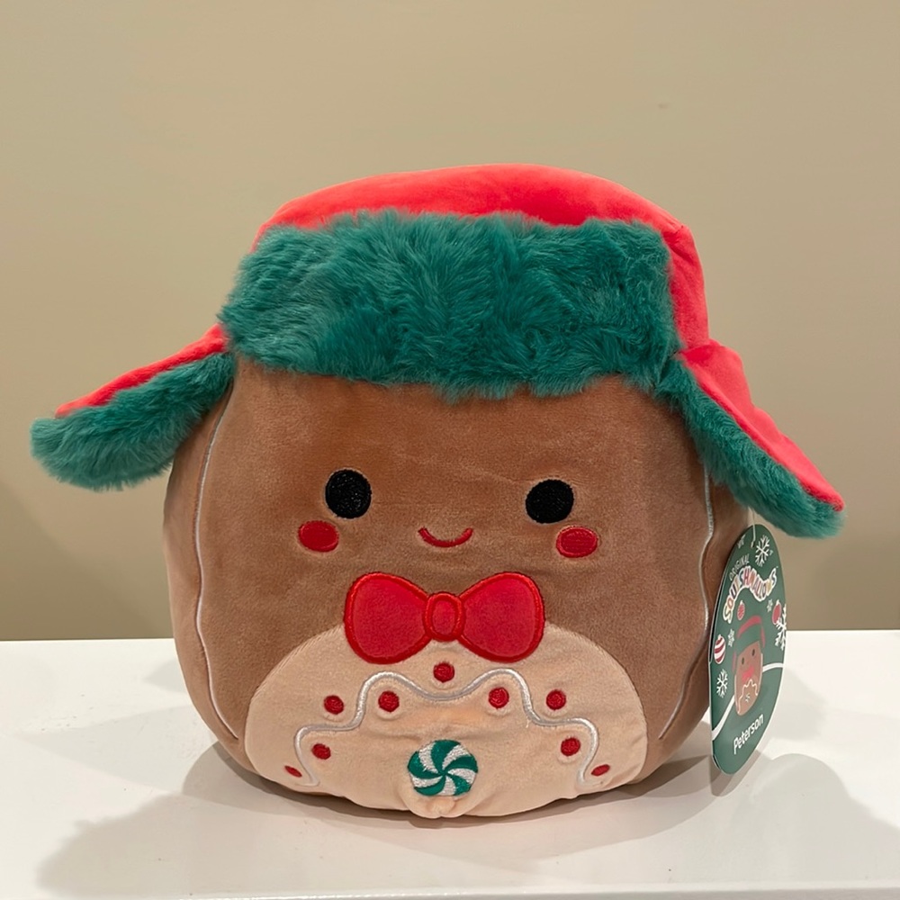 RES NWT 8” Peterson the Gingerbread Boy with Trapper Hat Christmas Squishmallow